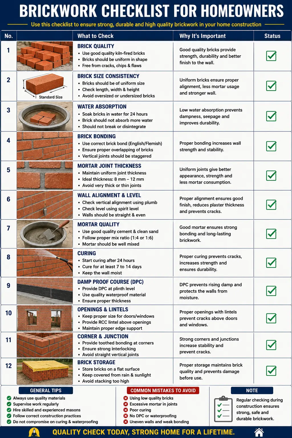 Brickwork Checklist For Homeowners